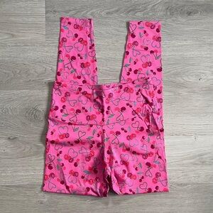 Pink Heart and Cherry Print Leggings